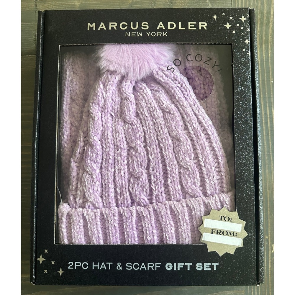 Marcus Adler NY Winter Pink Knit Hat & Scarf Gift Set - NIB